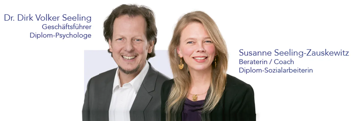 Bild von Dr. Dirk Volker Seeling (Geschäftsführer und Diplom-Psychologe) sowie Susanne Seeling-Zauskewitz (Beraterin und Coach).